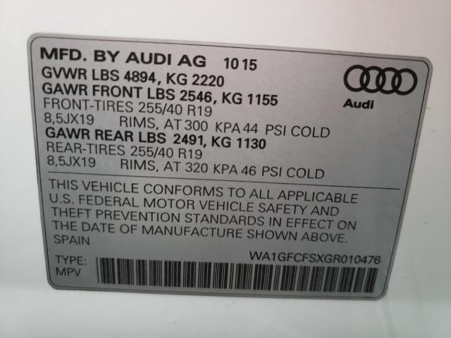 2016 AUDI Q3 PRESTIG WA1GFCFSXGR010476