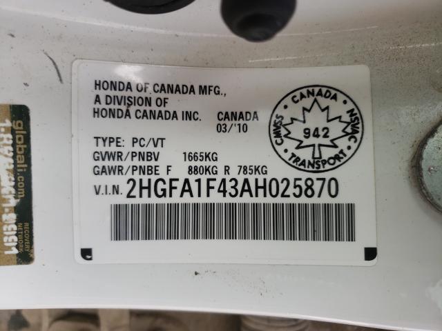 2010 HONDA CIVIC DX-G 2HGFA1F43AH025870