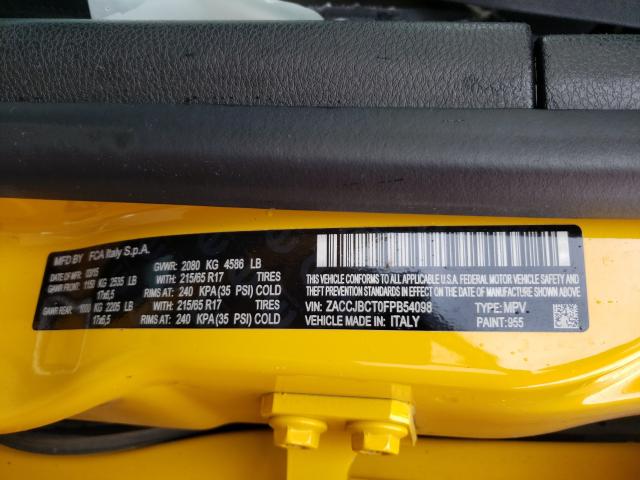2015 JEEP RENEGADE T ZACCJBCT0FPB54098