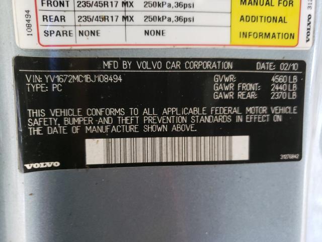 2011 VOLVO C70 T5 YV1672MC1BJ108494
