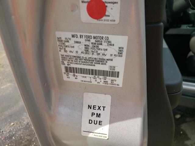 2010 FORD ESCAPE XLT 1FMCU9DG7AKD06806