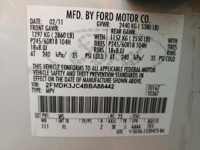 2011 FORD EDGE SEL 2FMDK3JC4BBA88442