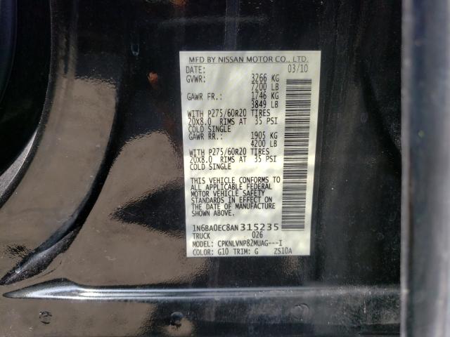 2010 NISSAN TITAN XE 1N6BA0EC8AN315235
