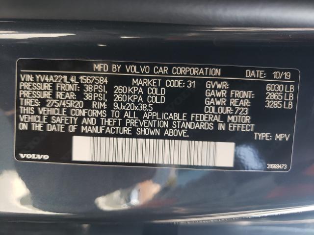 2020 VOLVO XC90 T6 IN YV4A221L4L1567584