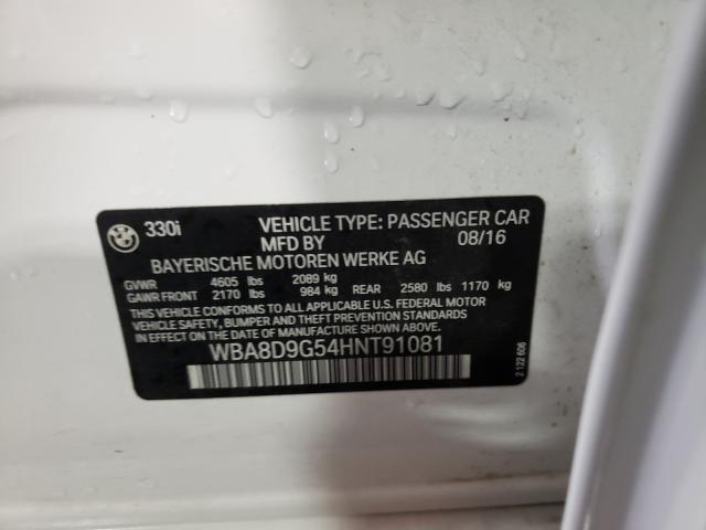 2017 BMW 330 XI WBA8D9G54HNT91081