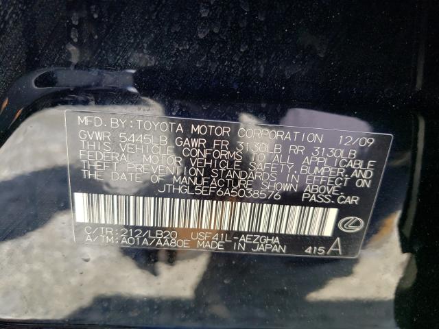 2010 LEXUS LS 460L JTHGL5EF6A5038576