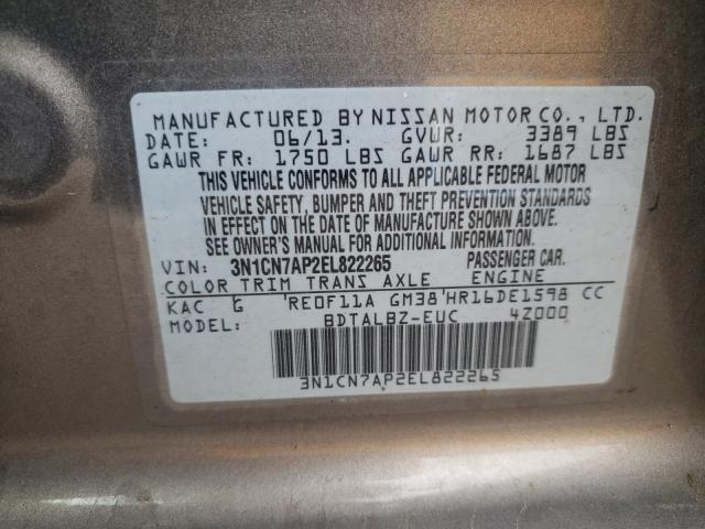 2014 NISSAN VERSA NO S 3N1CN7AP2EL822265