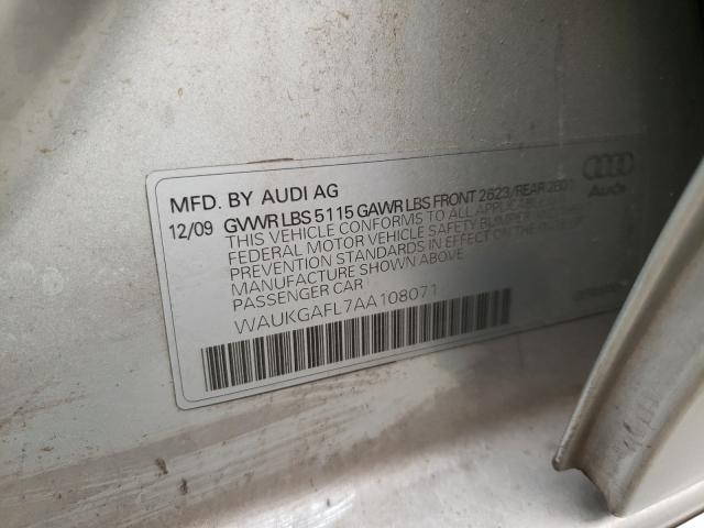 2010 AUDI S4 PRESTIG WAUKGAFL7AA108071