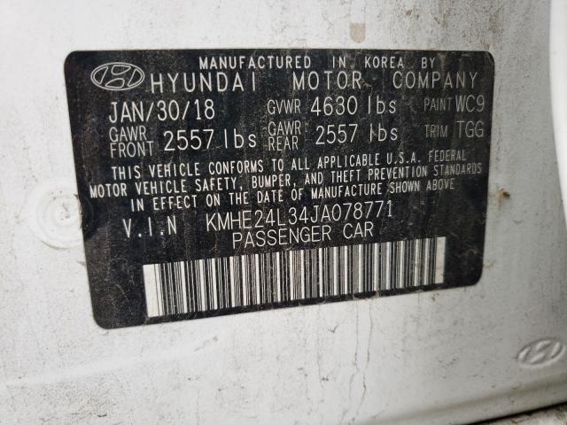 2018 HYUNDAI SONATA HYB KMHE24L34JA078771