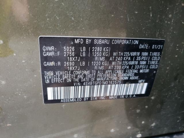 2021 SUBARU OUTBACK TO 4S4BTGPD1M3162575