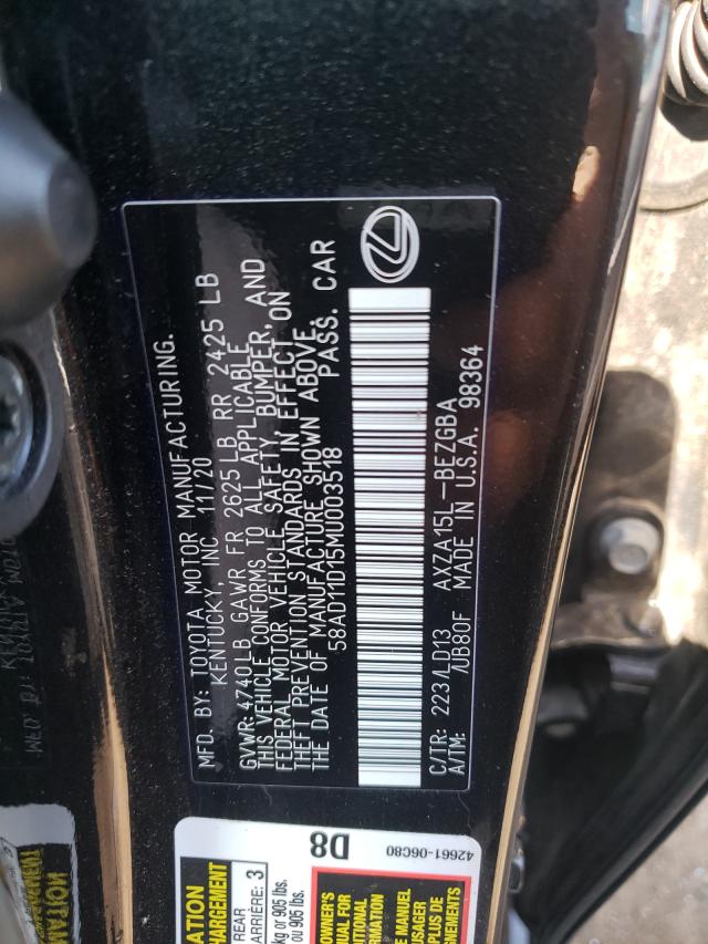 2021 LEXUS ES 250 BAS 58AD11D15MU003518