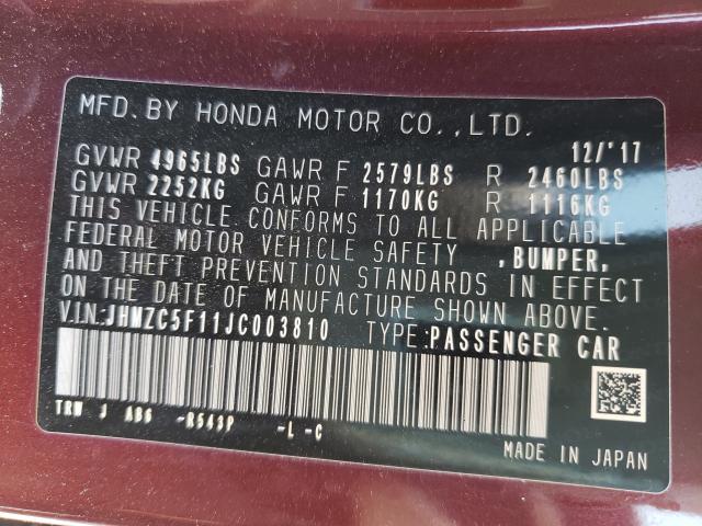 2018 HONDA CLARITY JHMZC5F11JC003810