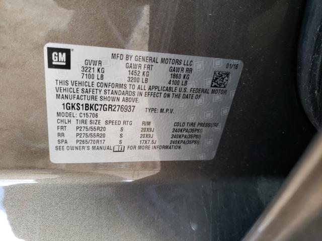 2016 GMC YUKON SLT 1GKS1BKC7GR276937