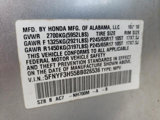 2011 HONDA PILOT 5FNYF3H55BB026536