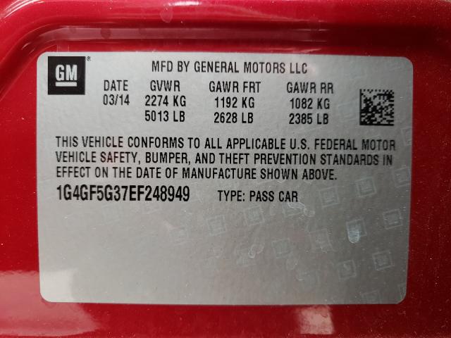 2014 BUICK LACROSSE T 1G4GF5G37EF248949