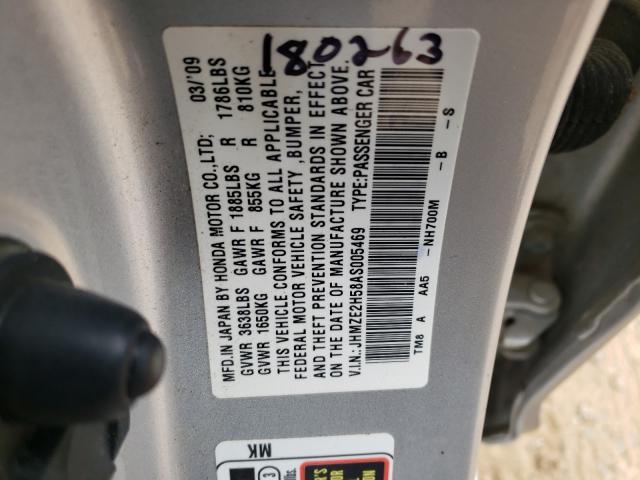 2010 HONDA INSIGHT LX JHMZE2H58AS005469