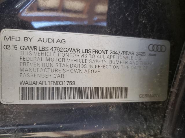 VIN WAUAFAFL1FN031759 2015 Audi A4, Premium no.10