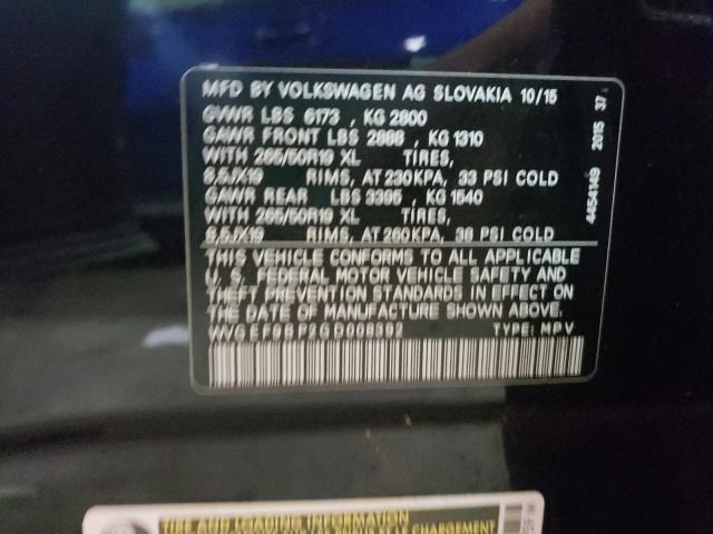2016 VOLKSWAGEN TOUAREG SP WVGEF9BP2GD008392
