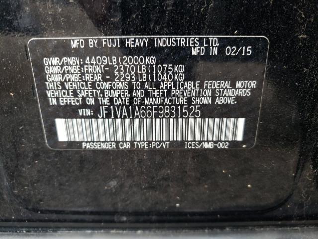 2015 SUBARU WRX JF1VA1A66F9831525