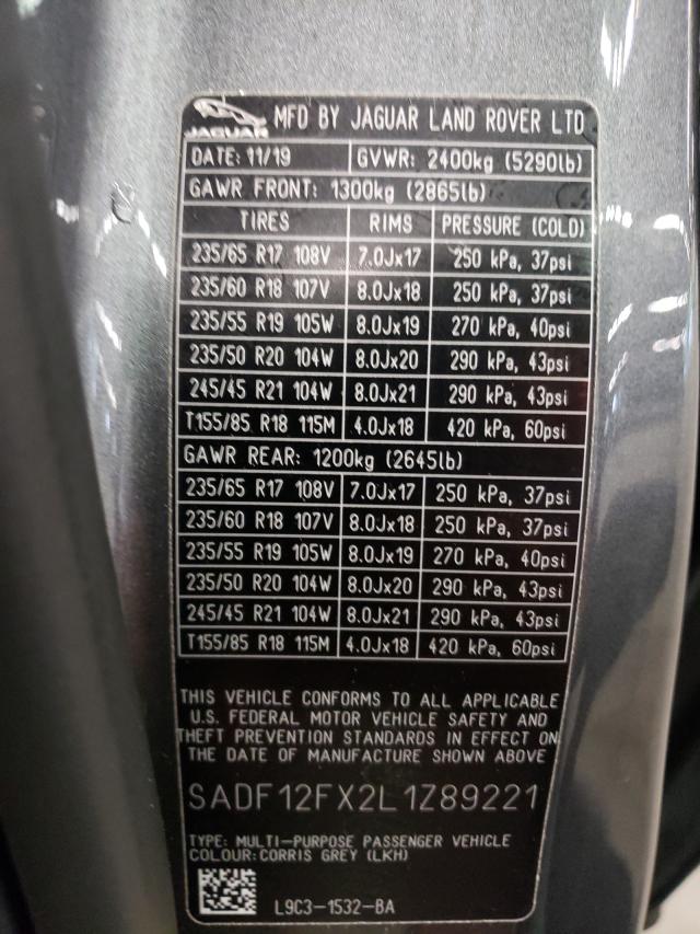 2020 JAGUAR E-PACE CHE SADF12FX2L1Z89221