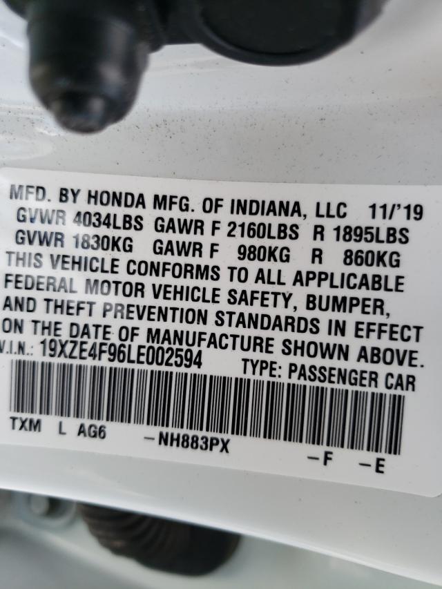 2020 HONDA INSIGHT TO 19XZE4F96LE002594