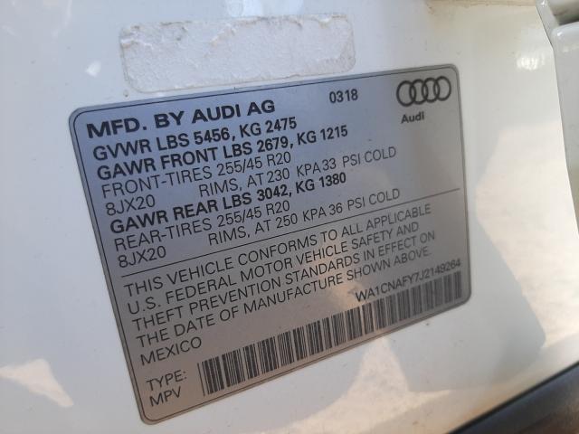 2018 AUDI Q5 PRESTIG WA1CNAFY7J2149264