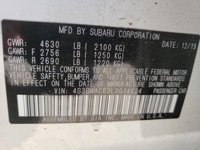2020 SUBARU LEGACY PRE 4S3BWAC63L3014524