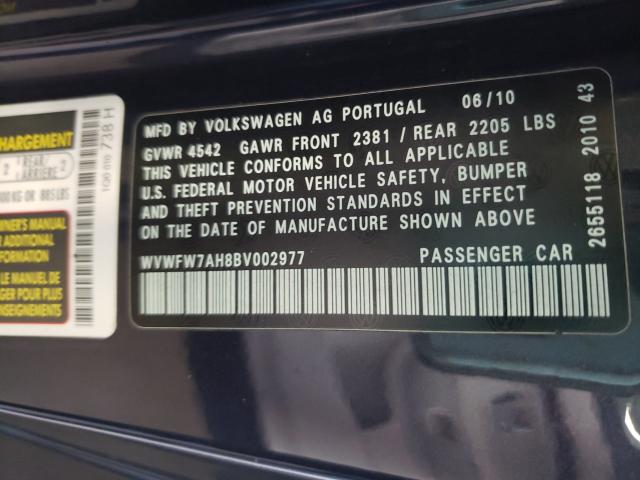 2011 VOLKSWAGEN EOS LUX WVWFW7AH8BV002977