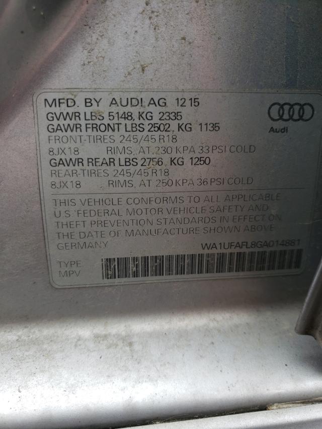 VIN WA1UFAFL8GA014881 2016 Audi A4, Premium Plus no.10