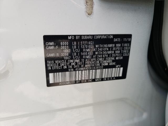 2019 SUBARU ASCENT 4S4WMAAD3K3438532