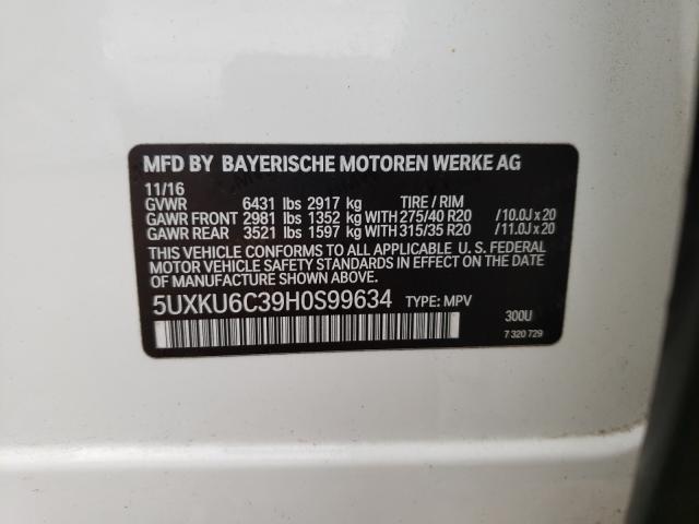 2017 BMW X6 XDRIVE5 5UXKU6C39H0S99634