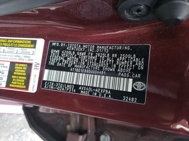 2013 TOYOTA AVALON HYB 4T1BD1EB9DU004491