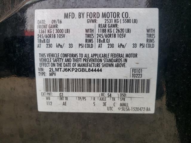 2016 LINCOLN MKX SELECT 2LMTJ6KP2GBL84444