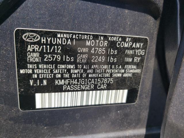 2012 HYUNDAI AZERA GLS KMHFH4JG1CA157875