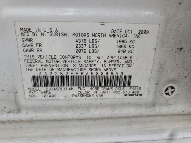 2010 MITSUBISHI GALANT FE 4A32B2FF6AE008650