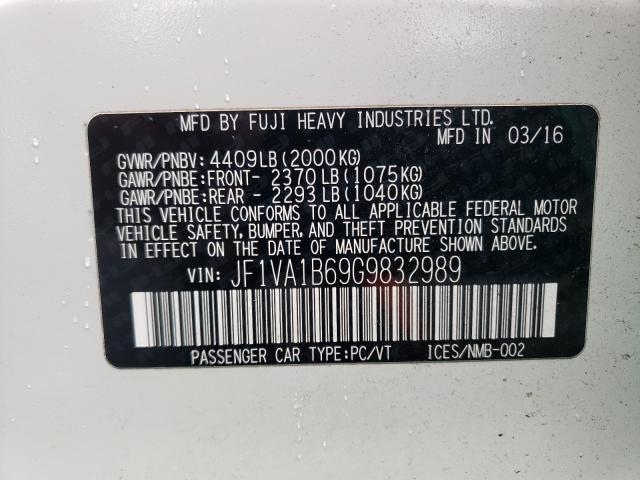 2016 SUBARU WRX JF1VA1B69G9832989
