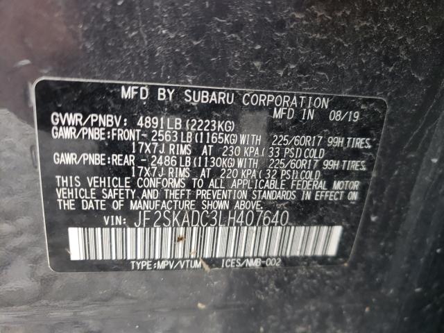 2020 SUBARU FORESTER JF2SKADC3LH407640