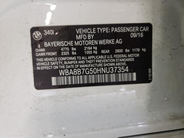 2017 BMW 340 XI WBA8B7G50HNU37354