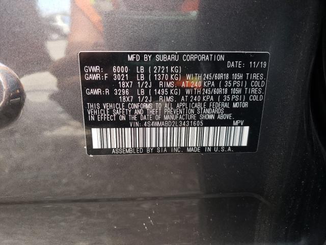 2020 SUBARU ASCENT PRE 4S4WMABD2L3431605