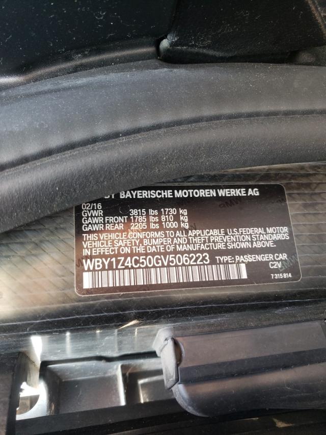 2016 BMW I3 REX WBY1Z4C50GV506223