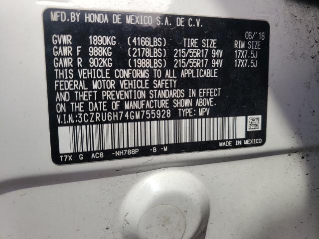 3CZRU6H74GM755928 | 2016 HONDA HR-V EXL