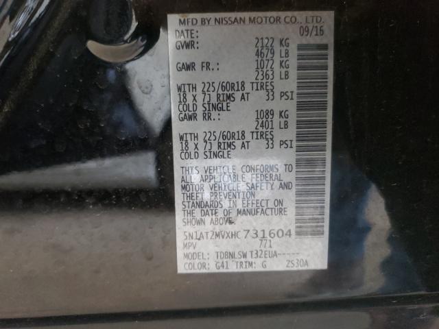 2017 NISSAN ROGUE SL 5N1AT2MVXHC731604