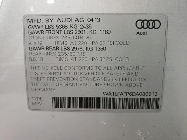 2013 AUDI Q5 WA1LFAFP6DA086513