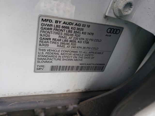 VIN WA1LAAF73JD038055 2018 Audi Q7, Premium Plus no.10