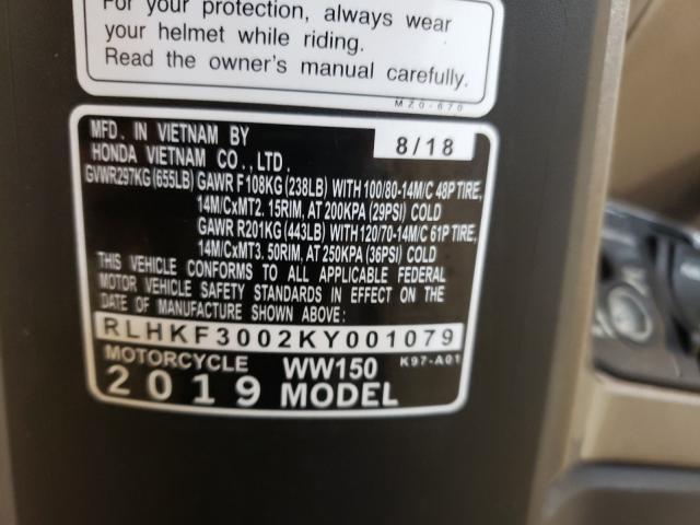 2019 HONDA WW150 RLHKF3002KY001079