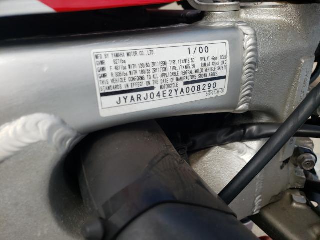 2000 YAMAHA YZFR6 L JYARJ04E2YA008290