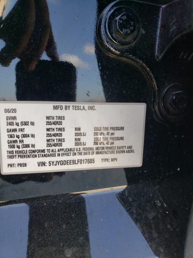2020 TESLA MODEL Y 5YJYGDEE9LF017685