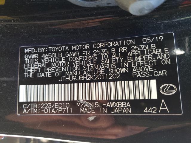 2019 LEXUS UX 250H JTHU9JBH2K2011202