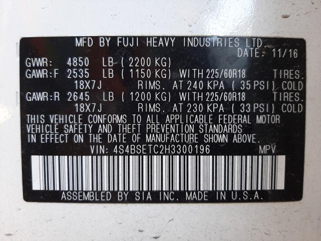 2017 SUBARU OUTBACK TO 4S4BSETC2H3300196