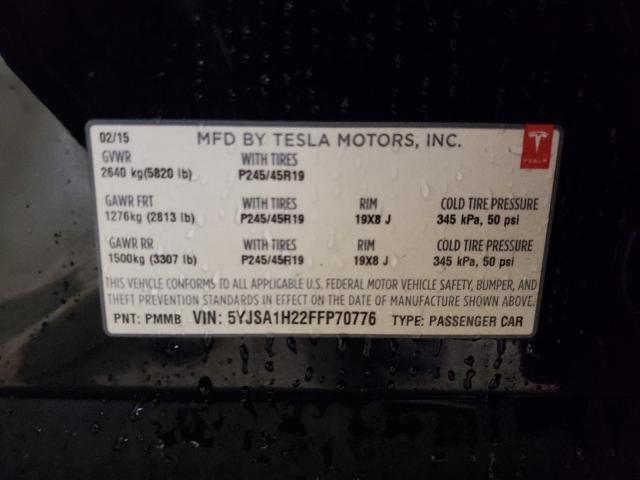 2015 TESLA MODEL S 85 5YJSA1H22FFP70776